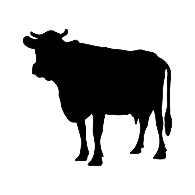 Vetor ilustração de ícone de silhueta de vaca vetorial isolada