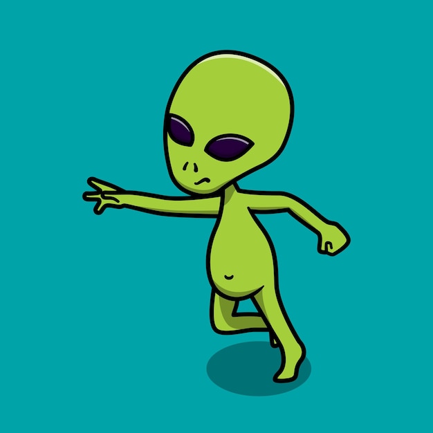 alien de desenho animado de estilo de cor plana feliz com pedra da lua  12144061 Vetor no Vecteezy