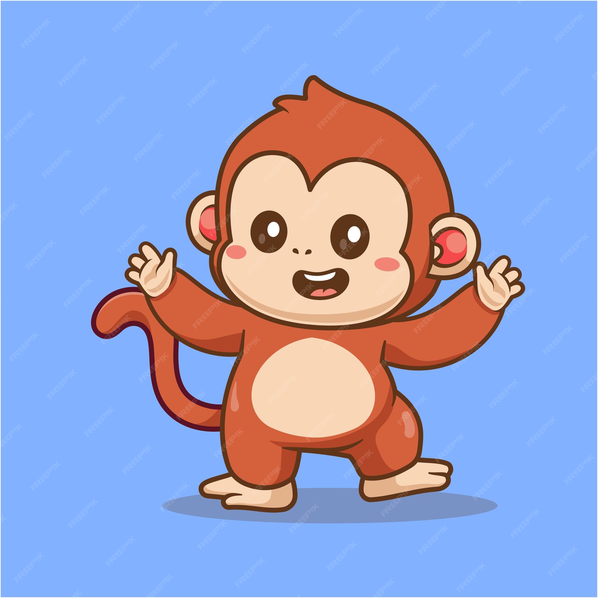 Desenho de macaco bonito, Vetor Premium