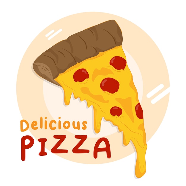 Ilustração de ícone de vetor de desenho de pizza deliciosa conceito de ícone de fast food