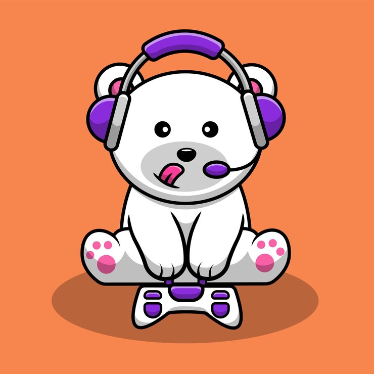 Ilustração de ícone de vetor de desenhos animados de jogo de urso polar fofo