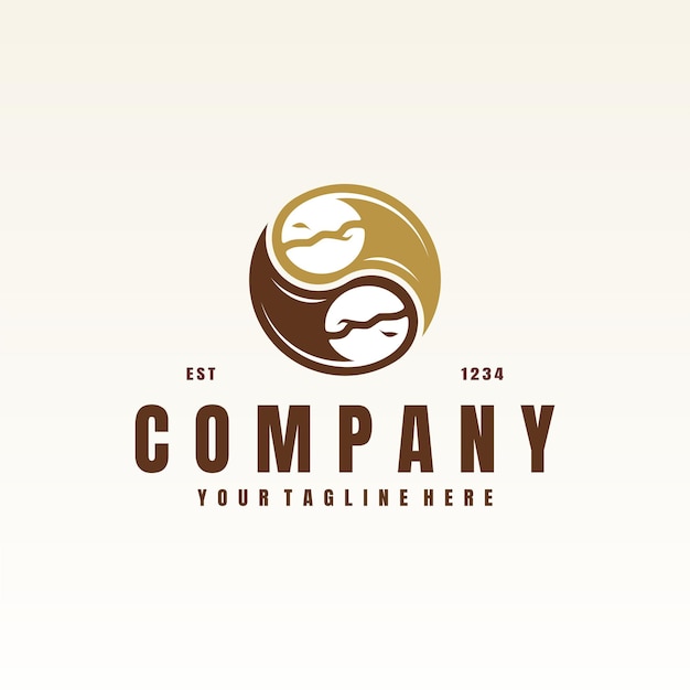 Vetor ilustração de ícone de vetor de logotipo de café yin yang vetor premium