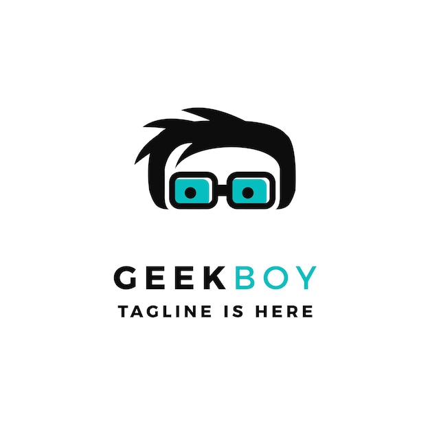 Ilustração de ícone de vetor de logotipo de menino geek