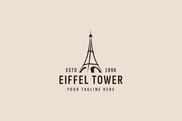 Vetor ilustração de ícone de vetor de logotipo de torre eiffel estilo vintage