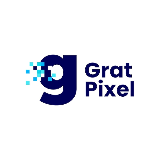 Ilustração de ícone de vetor de logotipo digital de 8 bits com marca de pixel g letra minúscula