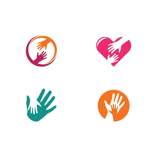 Ilustração de ícone de vetor de modelo de logotipo de cuidados com as mãos
