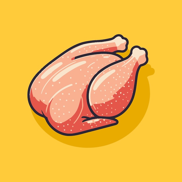 Vetor ilustração de ícone de vetor isolado de carne de frango crua fresca inteira que não foi cozida