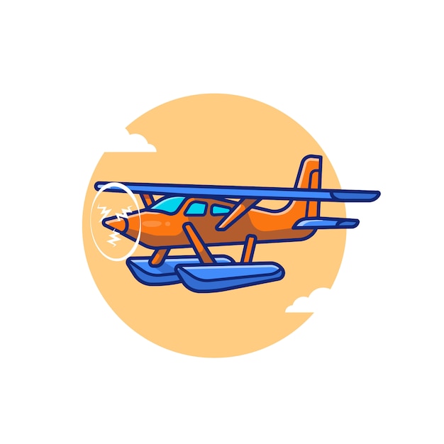 Ilustração de ícone dos desenhos animados de avião vintage. conceito de ícone de transportasion aéreo isolado premium. estilo flat cartoon