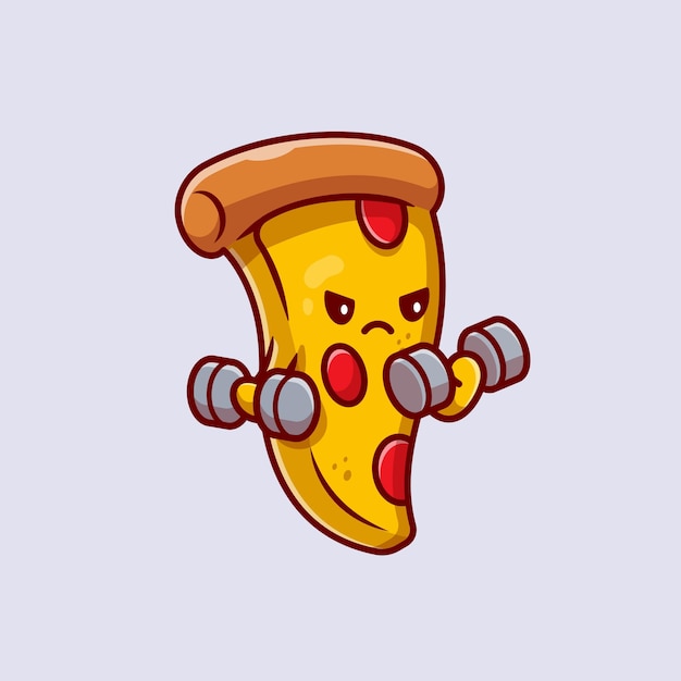 Ilustração de ícone dos desenhos animados de levantamento de pizza bonito.