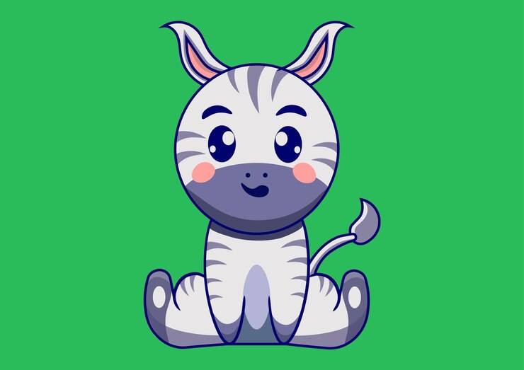Ilustração de ícone vetorial de desenho animado bonito zebra sentado