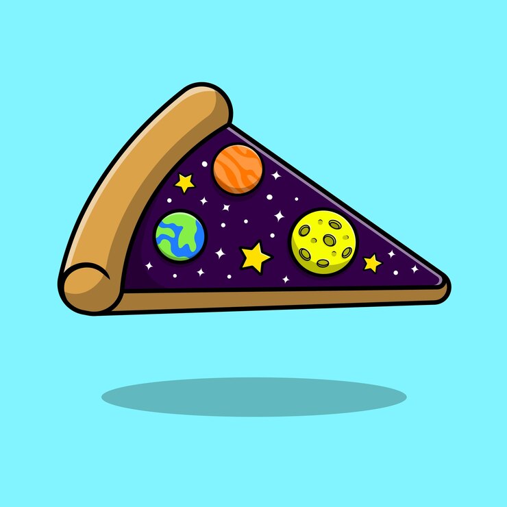 Ilustração de ícone vetorial de desenho animado de espaço de pizza