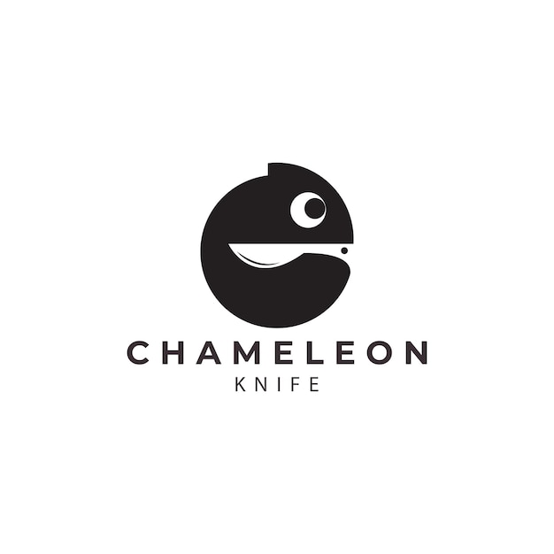 Ilustração de ícone vetorial de design de logotipo camaleão e faca