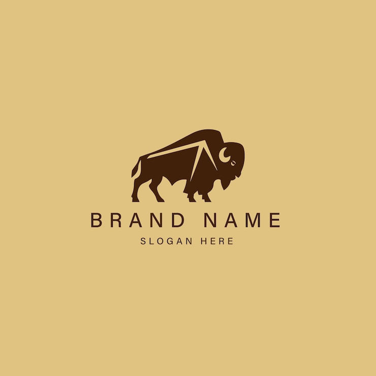 Vetor ilustração de ícone vetorial de design de logotipo de bisonte com vetor de gradientes simples