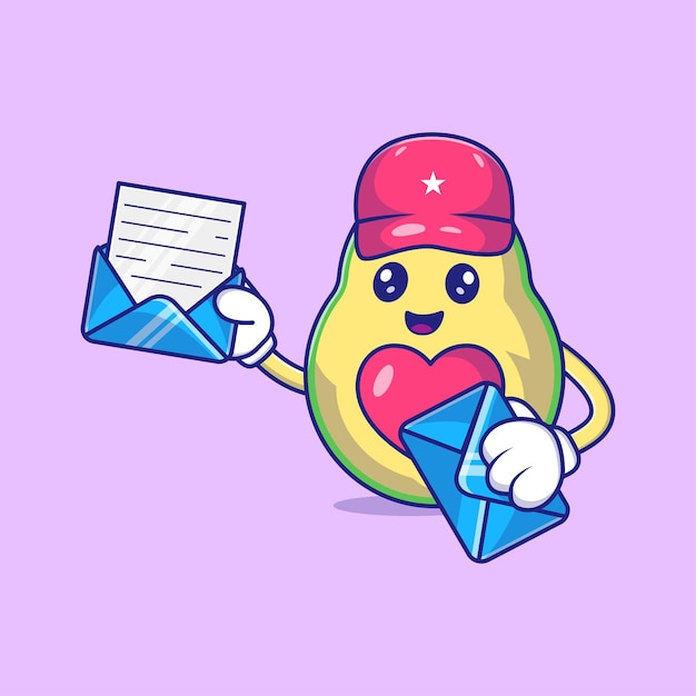 Vetor ilustração de ícone vetorial de envelope com abacate bonito