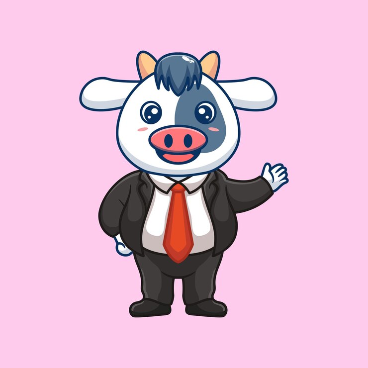 Vetor ilustração de ícone vetorial de negócio de desenho animado mão de vaca agitando conceito de ícone de negócio animal
