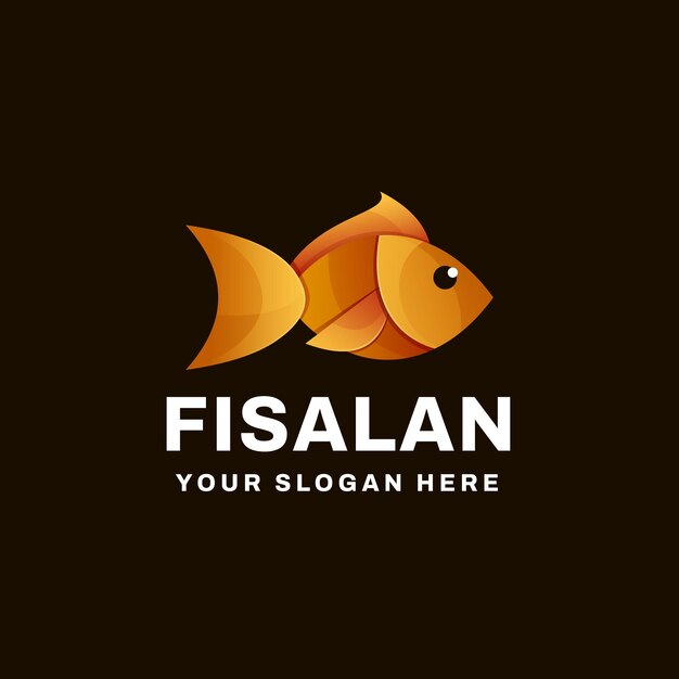 Ilustração de ícone vetorial do logotipo de gradiente de peixe
