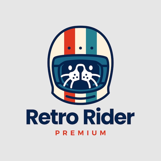 Vetor ilustração de ícone vetorial do logotipo de sea otter com capacete retro rider