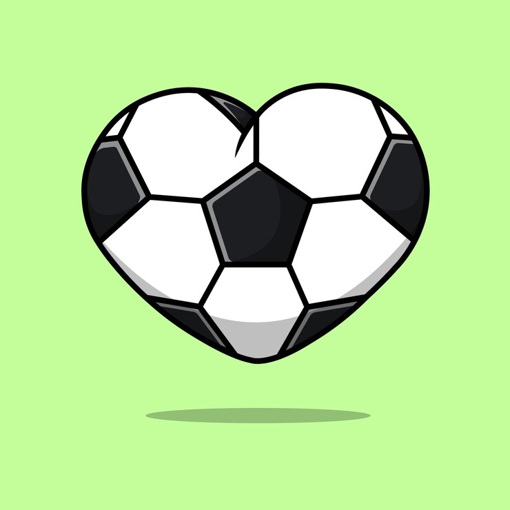 Ilustração de ícones do vetor dos desenhos animados do amor do coração da bola de futebol
