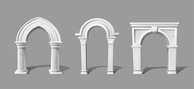 ilustração de ícones vetoriais Arcos gregos de pedra antiga Whitte Elemento arquitetônico para jogos e anúncios