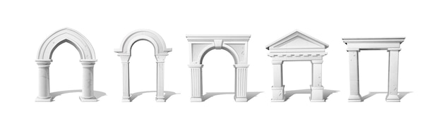 ilustração de ícones vetoriais Arcos gregos de pedra antiga Whitte Elemento arquitetônico para jogos e anúncios