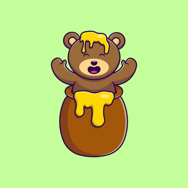 Ilustração de ícones vetoriais de desenho animado de urso fofo