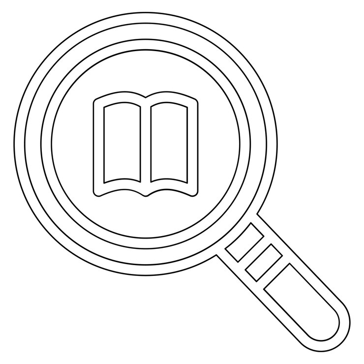 Vetor ilustração de ícones vetoriais de pesquisa de livros do iconoseto da biblioteca