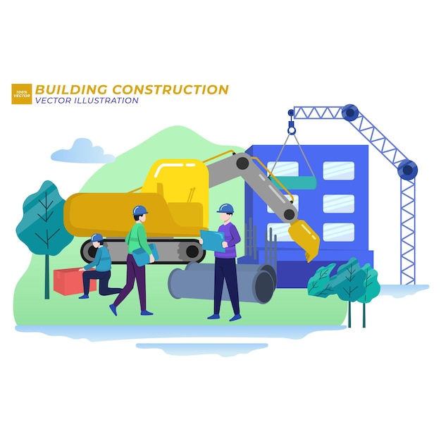 Vetor ilustração de imóveis em construção de construção civil