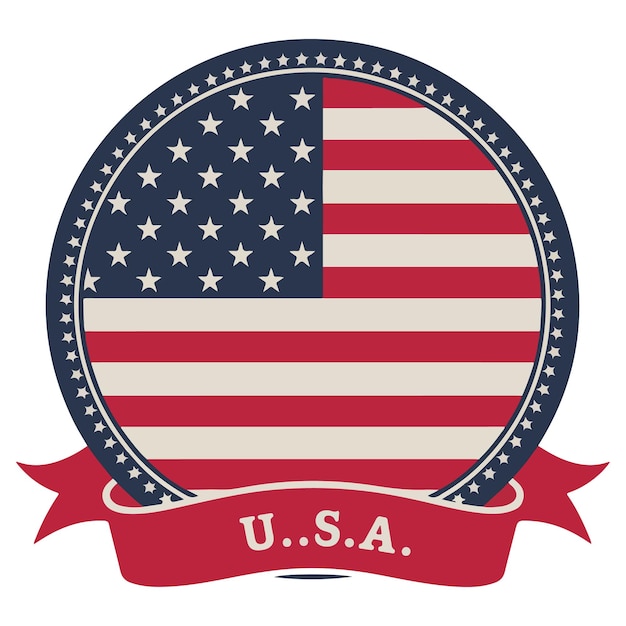 Ilustração de inspiração vintage de um roundel de bandeira americana