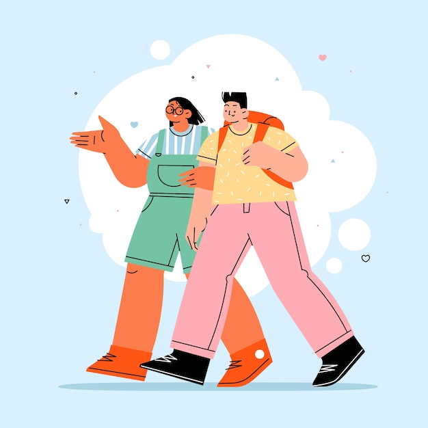 Ilustração de irmãos desenhados à mão