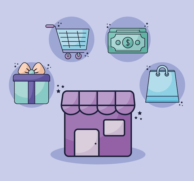 Ilustração de itens de compras