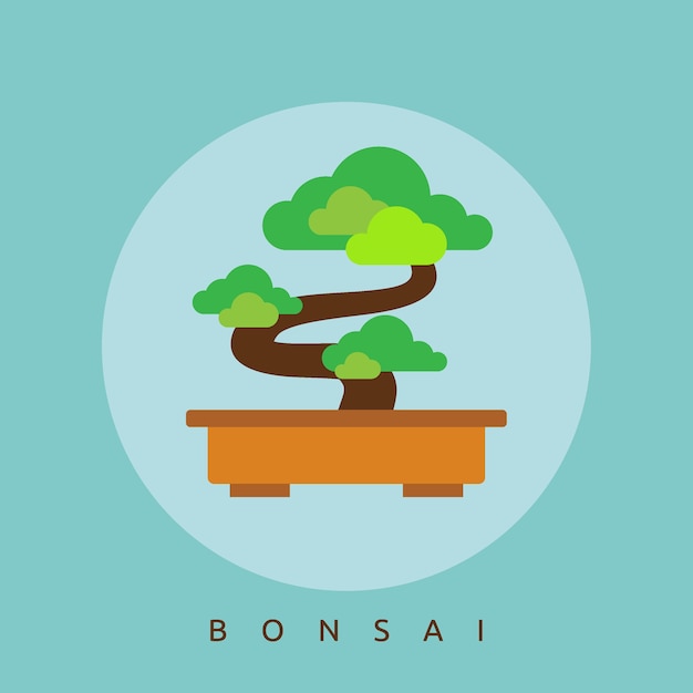 Vetor ilustração de japão flat bonsai