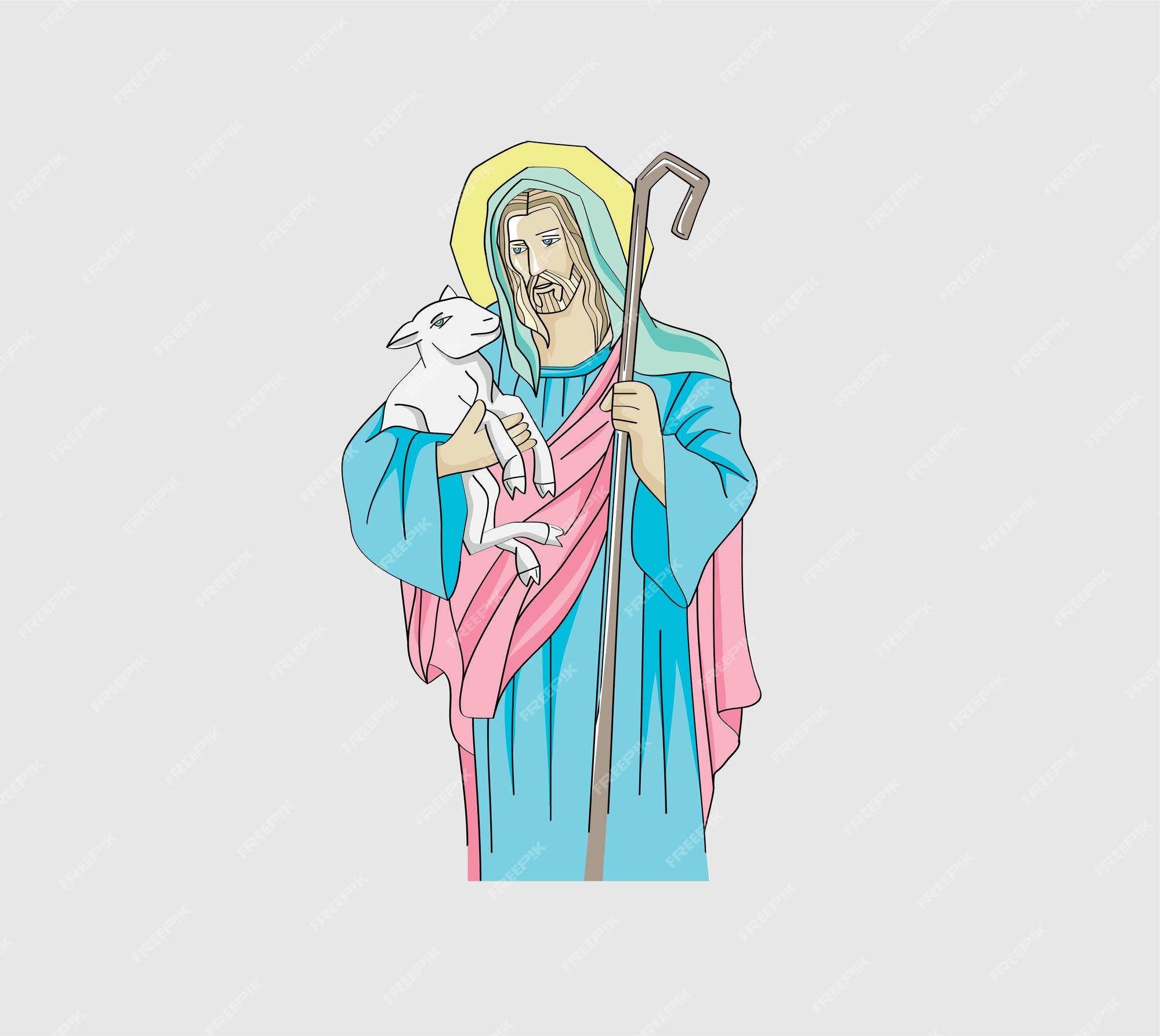 Ilustração Vetorial Desenho Jesus Cristo Bom Pastor imagem vetorial de  bernardojbp© 243835602