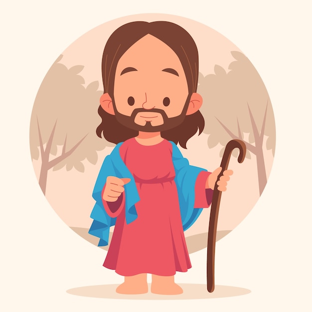 Ilustração de jesus kawaii desenhada de mão