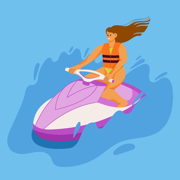 Vetor ilustração de jet ski desenhada à mão