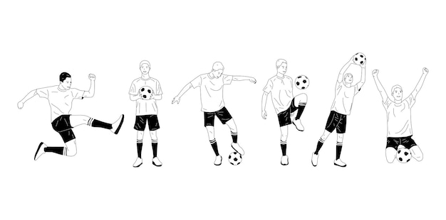 Ilustração de jogadores de futebol jogando bola