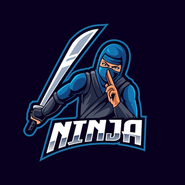 Ilustração de jogo de logotipo de mascote de espada ninja