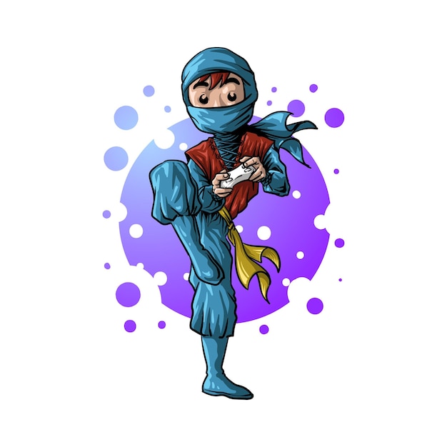 Ilustração de jovem ninja jogando