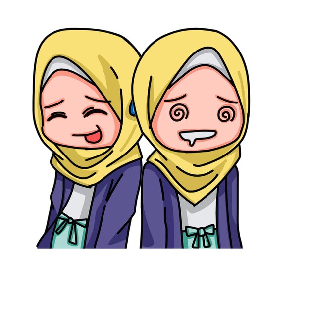 Ilustração de jovens muçulmanas vestindo hijab