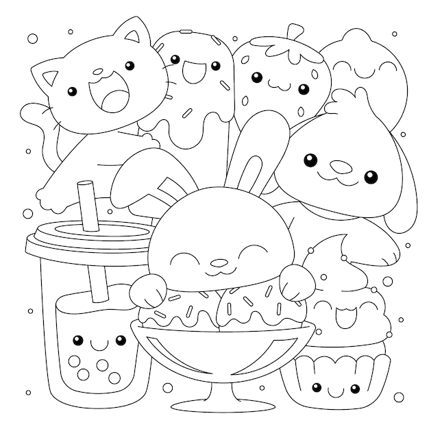 Ilustração de kawaii desenhada à mão