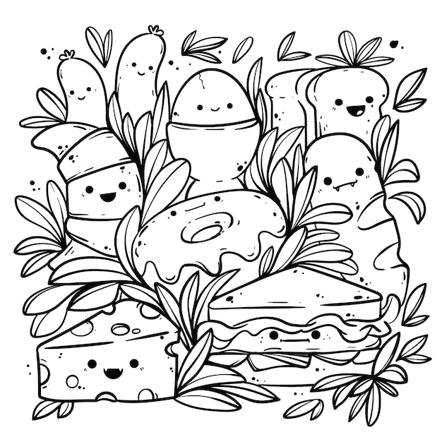 Ilustração de kawaii desenhada à mão