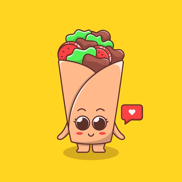 Ilustração de kebab fofa em design plano