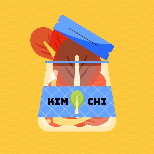 Vetor ilustração de kimchi de design plano