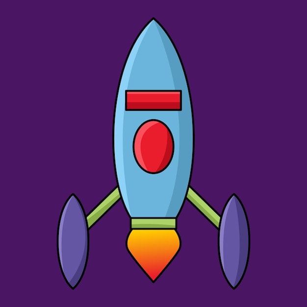 Ilustração de kobject de desenho animado de foguete espacial