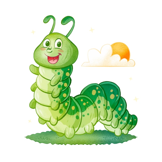 Ilustração de lagarta desenhada à mão