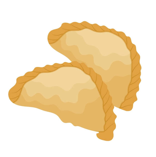 Ilustração de lanche de bolo pastel ou empanada frita isolada em fundo branco