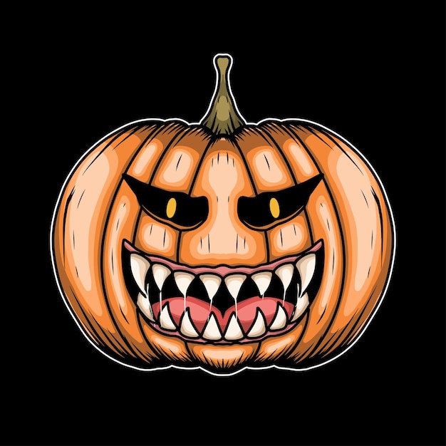 Ilustração de lanterna de abóbora assustador de halloween