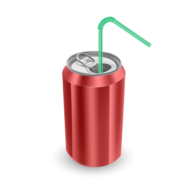 Vetor ilustração de lata de alumínio vermelha de formato de vetor de lata de cola