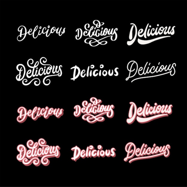 Ilustração de letras vetoriais de comida grátis logotipo pôster marca cita pacote de design delicioso