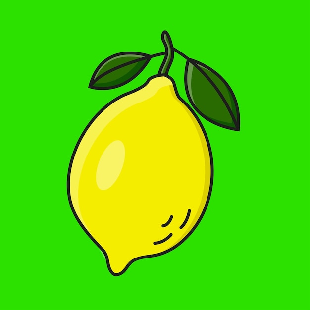 Ilustração de Limão - Vetor de Frutas - Desenho de Limão com Folhas