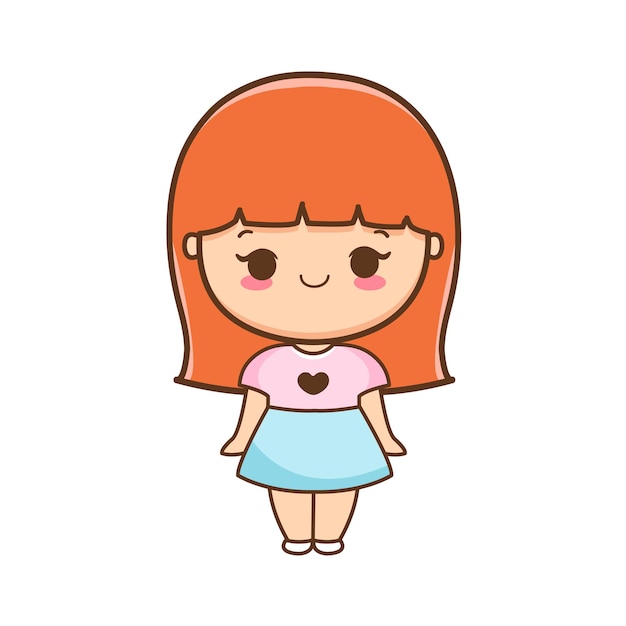 Ilustração de linda garota dos desenhos animados vetor premium
